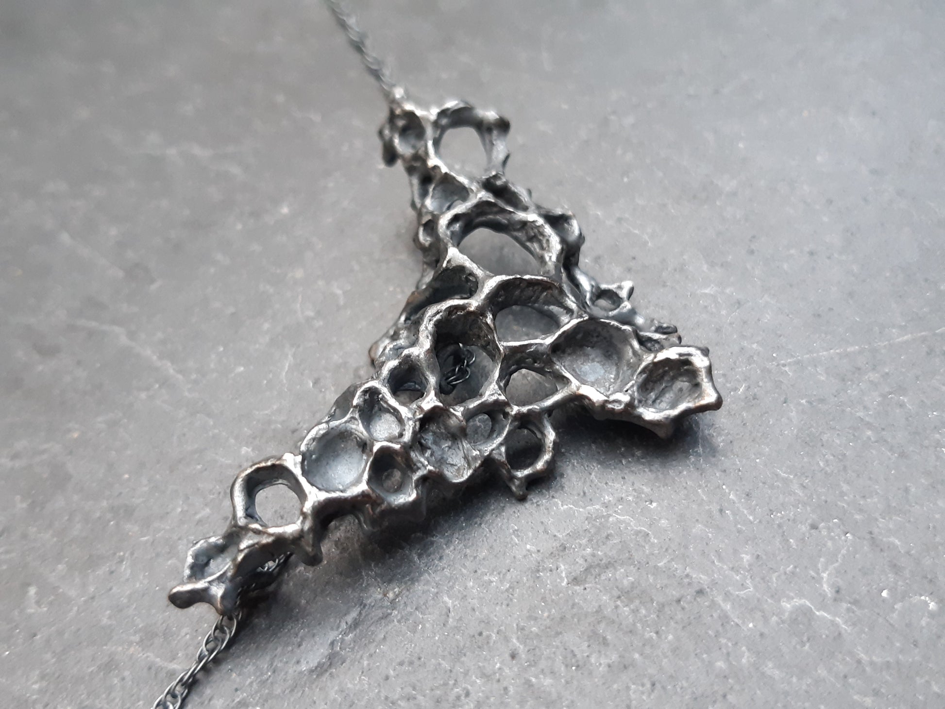 Morphogenetic Necklace. Hand carved in Ecosilver.-Jewellery-Beca Beeby