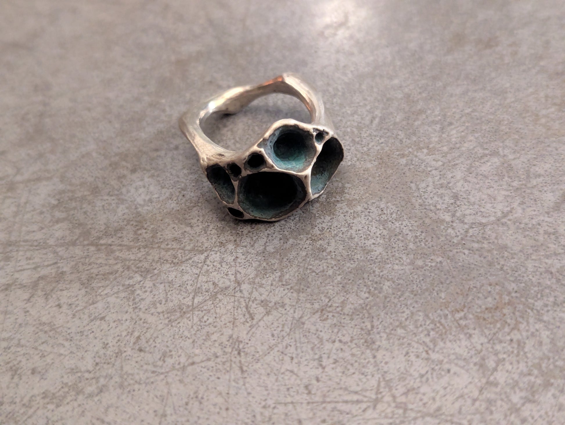 'Artefact' Statement ring in solid silver.-Beca Beeby