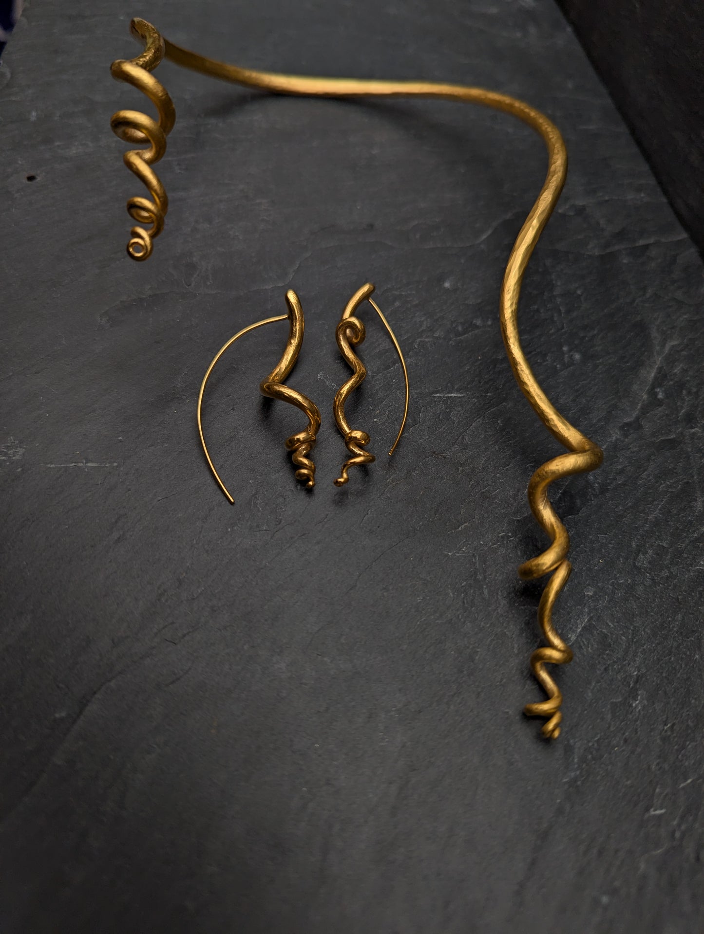 Silver or gold tendril earrings, unique & handmade. Sold singly for customisation.-Jewellery-Beca Beeby