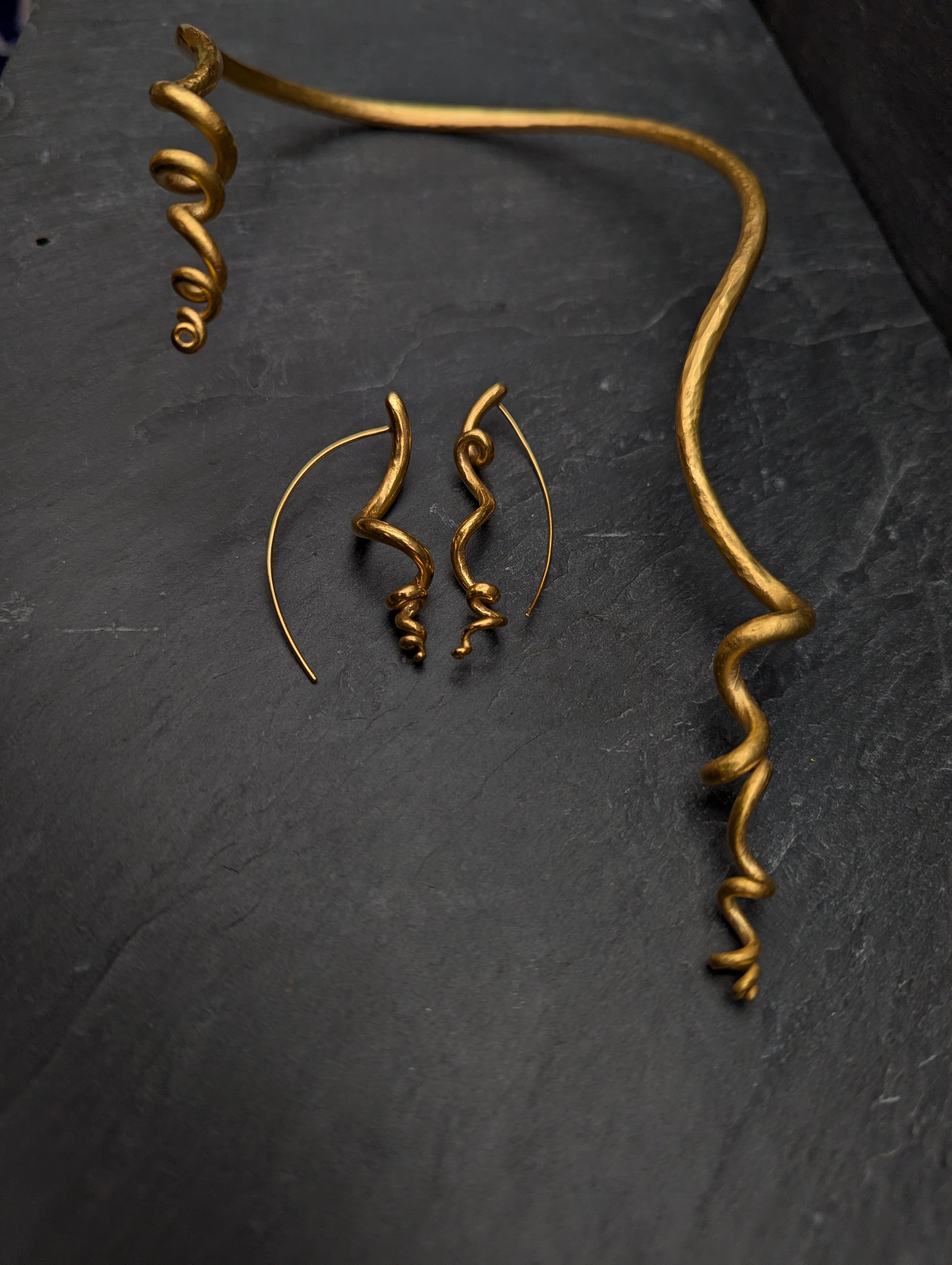 Silver or gold tendril earrings, unique & handmade. Sold singly for customisation.-Jewellery-Beca Beeby