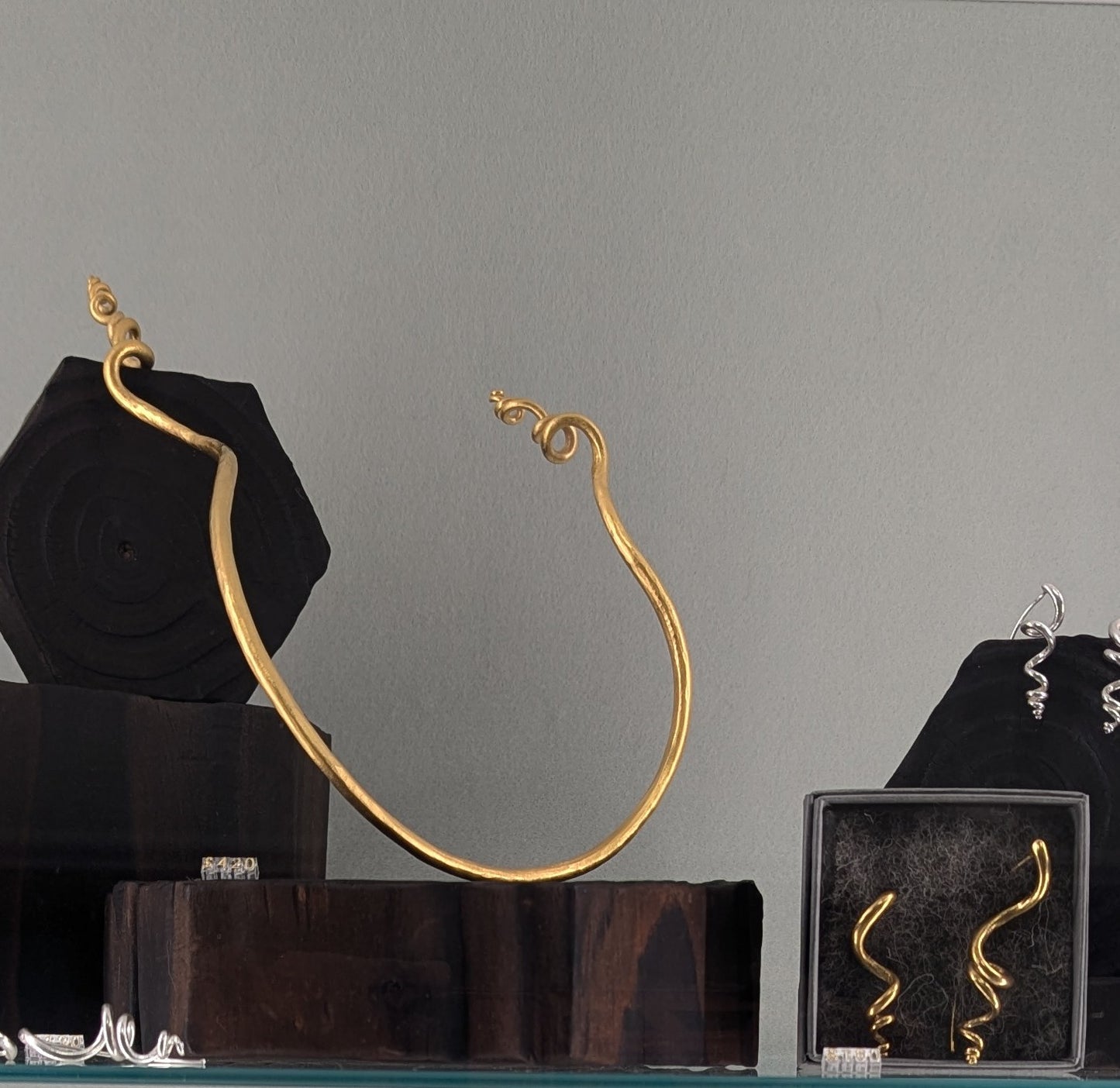 Silver or gold tendril earrings, unique & handmade. Sold singly for customisation.-Jewellery-Beca Beeby