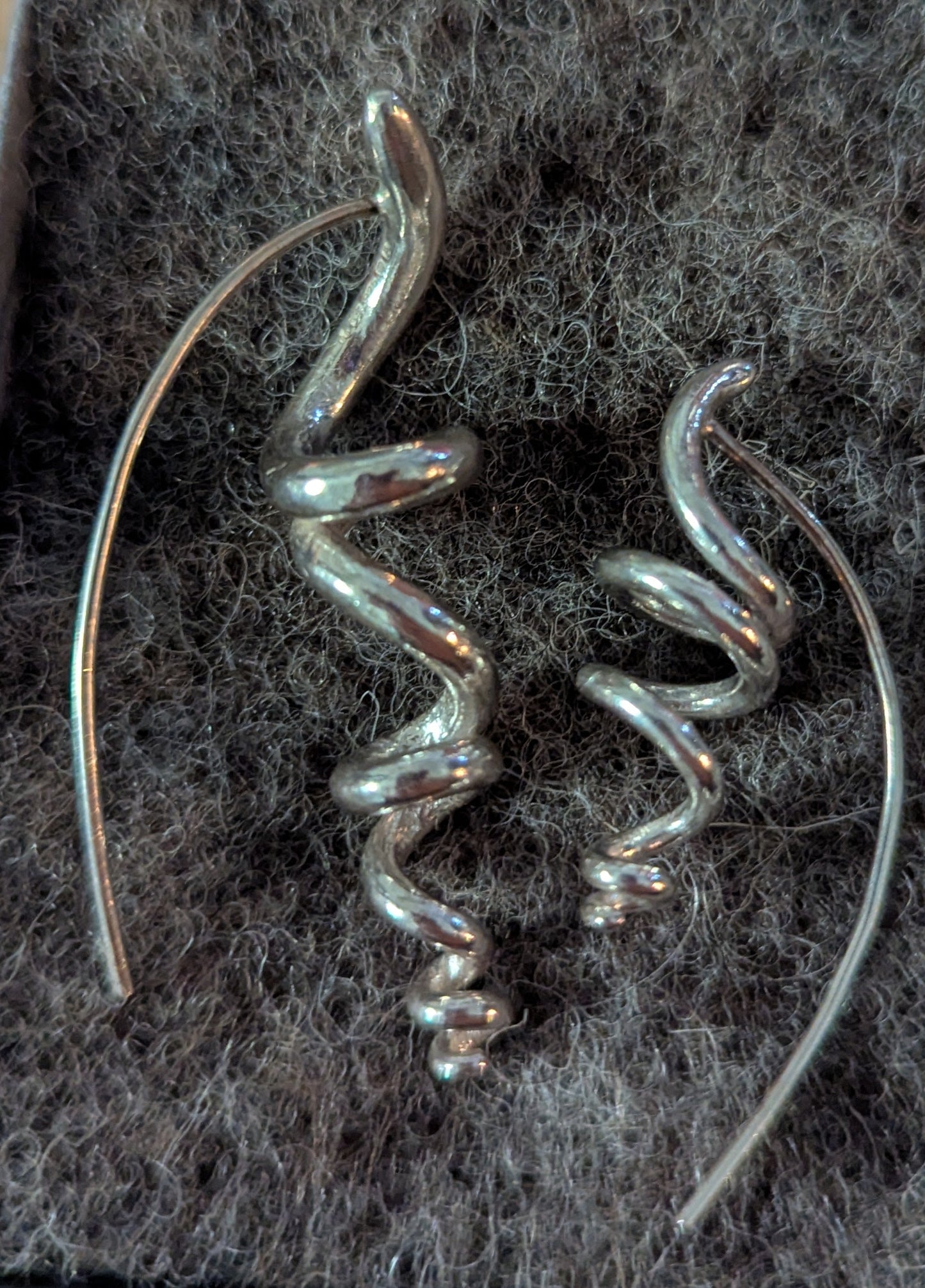 Silver or gold tendril earrings, unique & handmade. Sold singly for customisation.-Jewellery-Beca Beeby