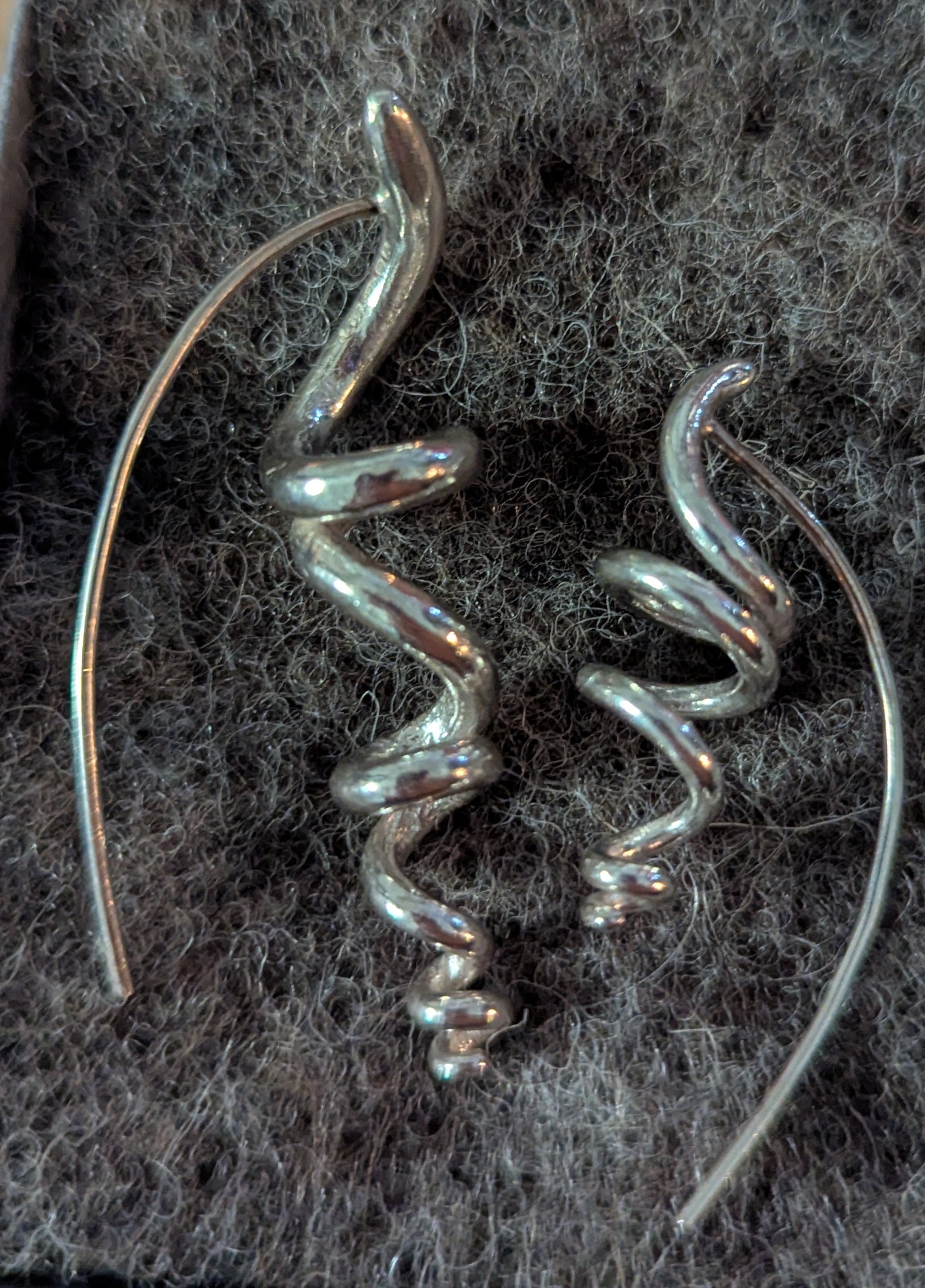 Silver or gold tendril earrings, unique & handmade. Sold singly for customisation.-Jewellery-Beca Beeby