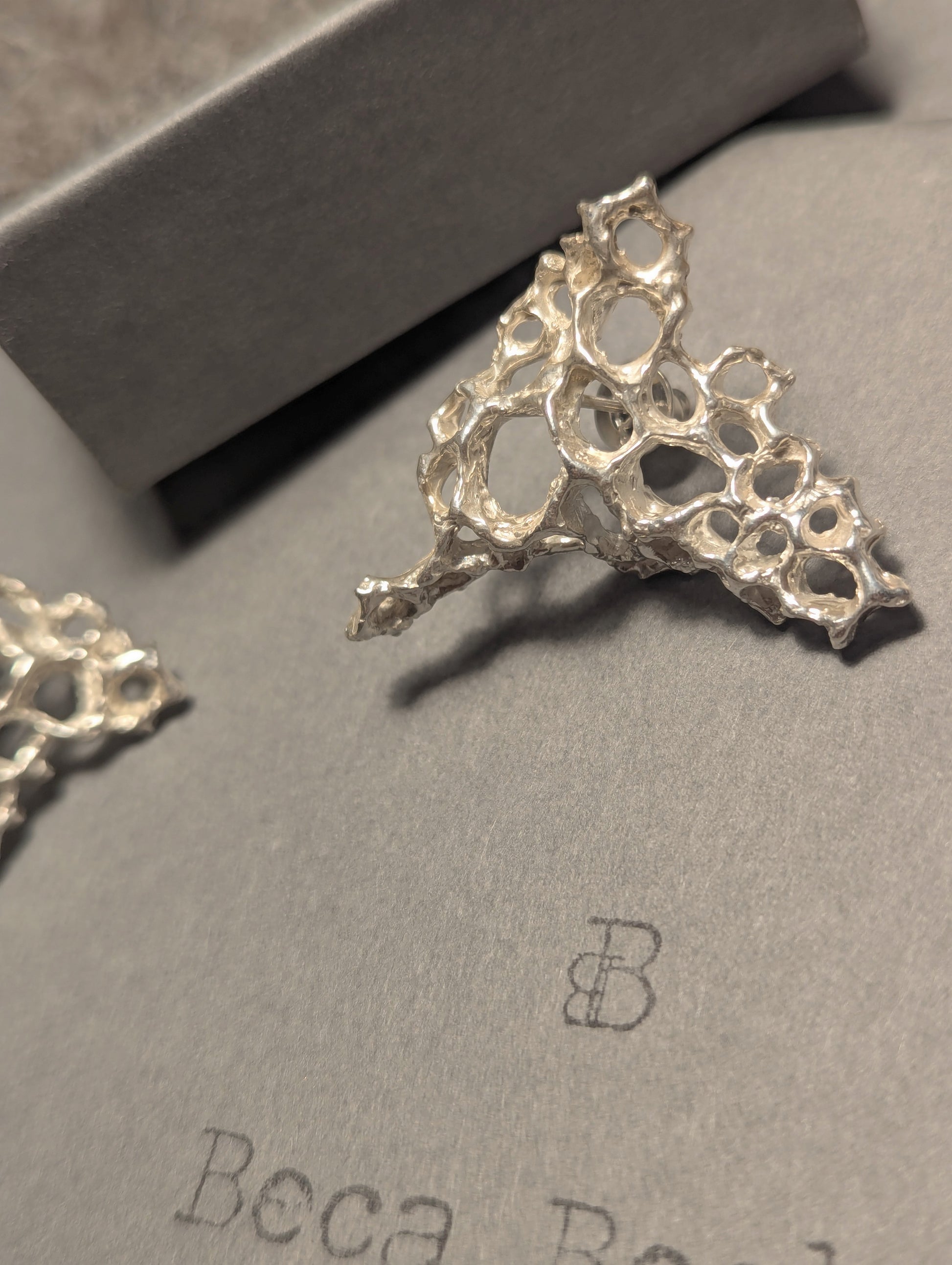 Hand carved silver Morphogenetic earrings-Beca Beeby