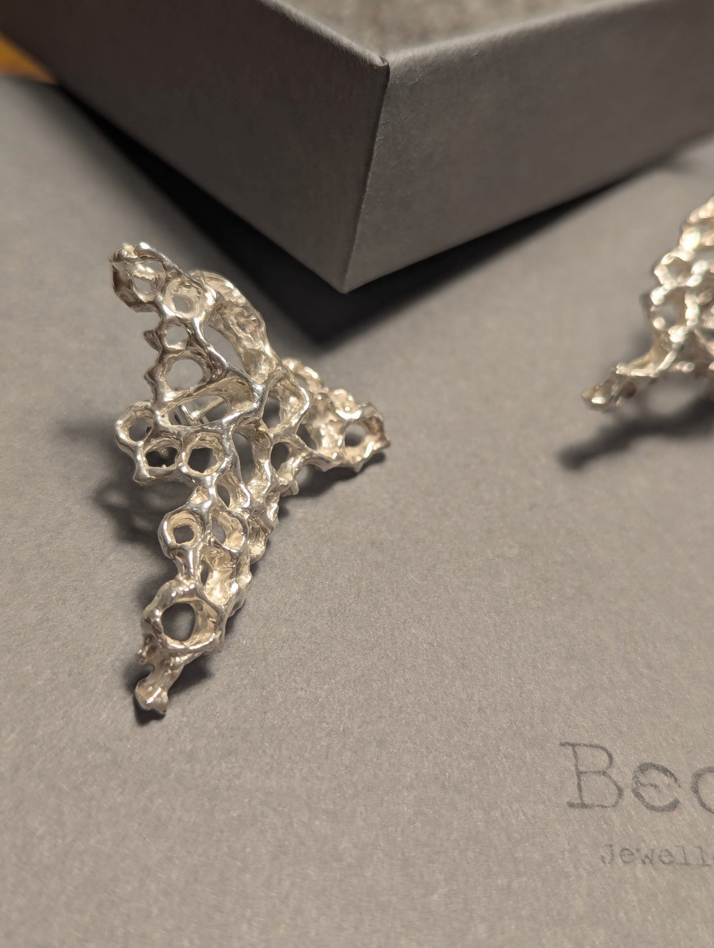 Hand carved silver Morphogenetic earrings-Beca Beeby