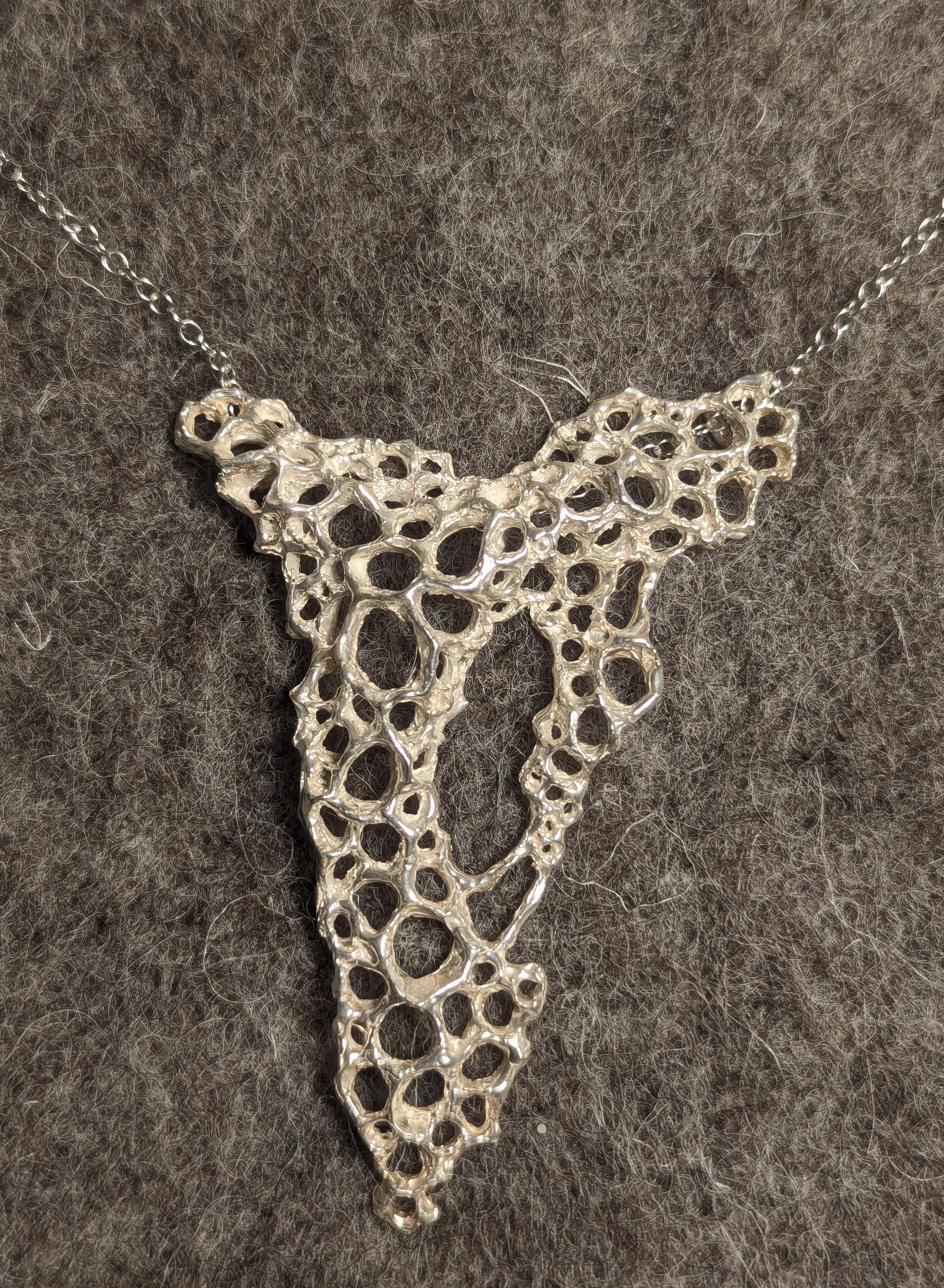 Hand carved silver Morphogenetic statement necklace. (X Large)-Beca Beeby