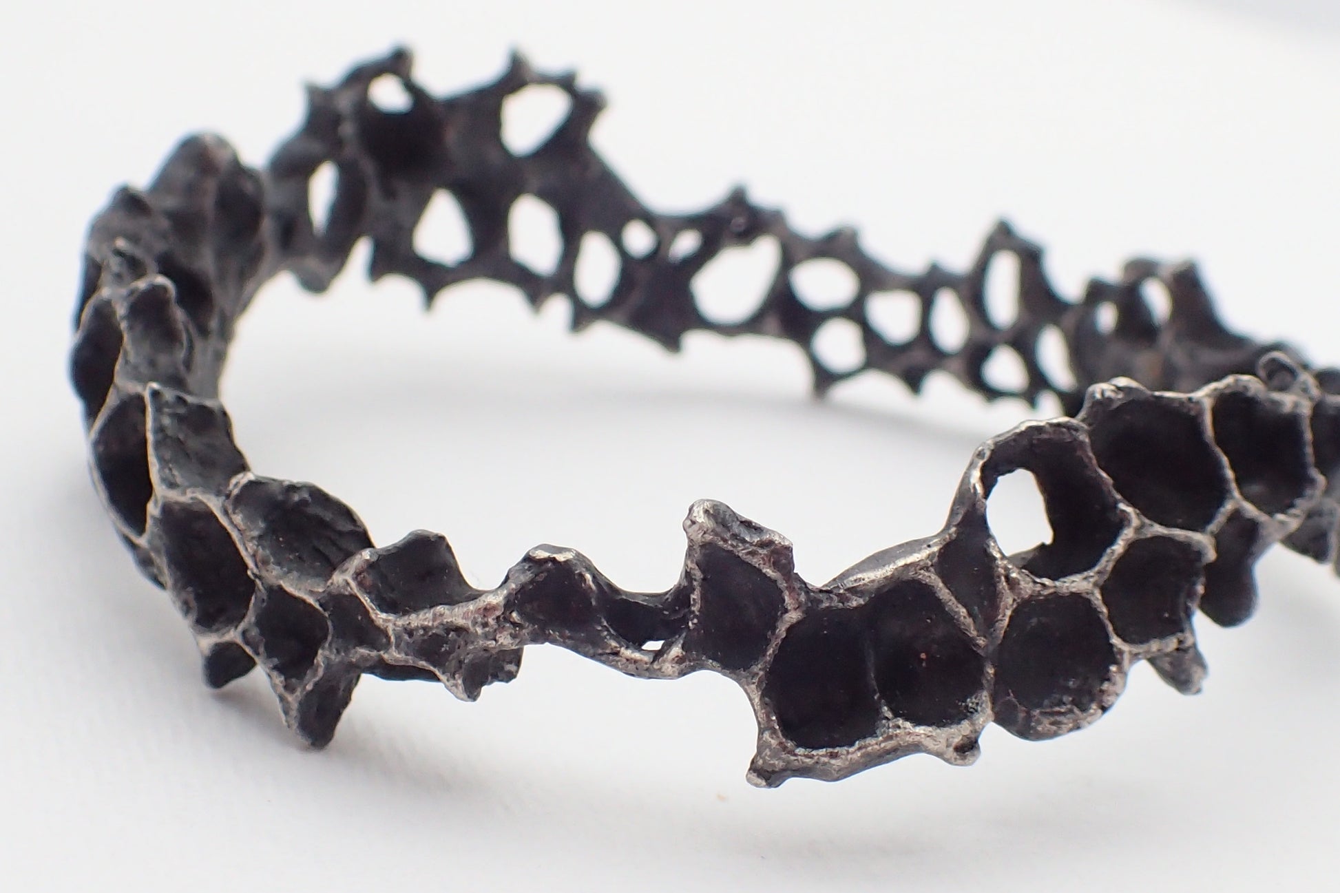 Wild Honeycomb Bangle: Limited Edition Piece in Solid Silver.-Jewellery-Beca Beeby
