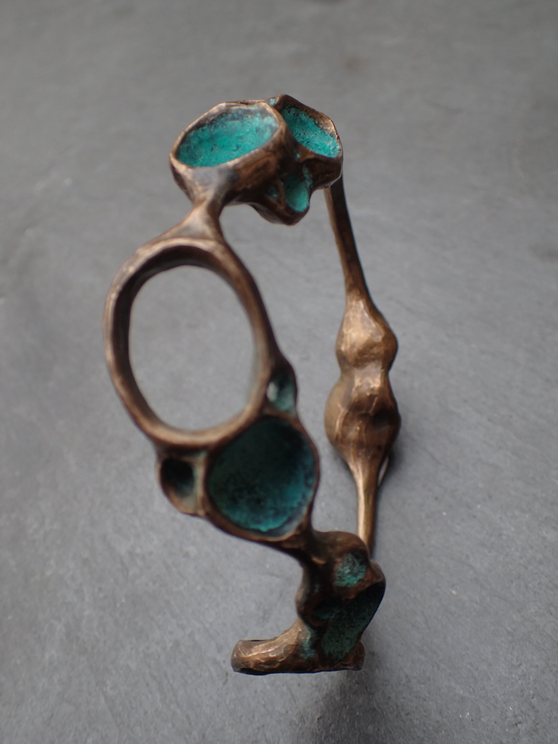 'Artefact' Bangle. Bronze with Turquiose patina.-Beca Beeby