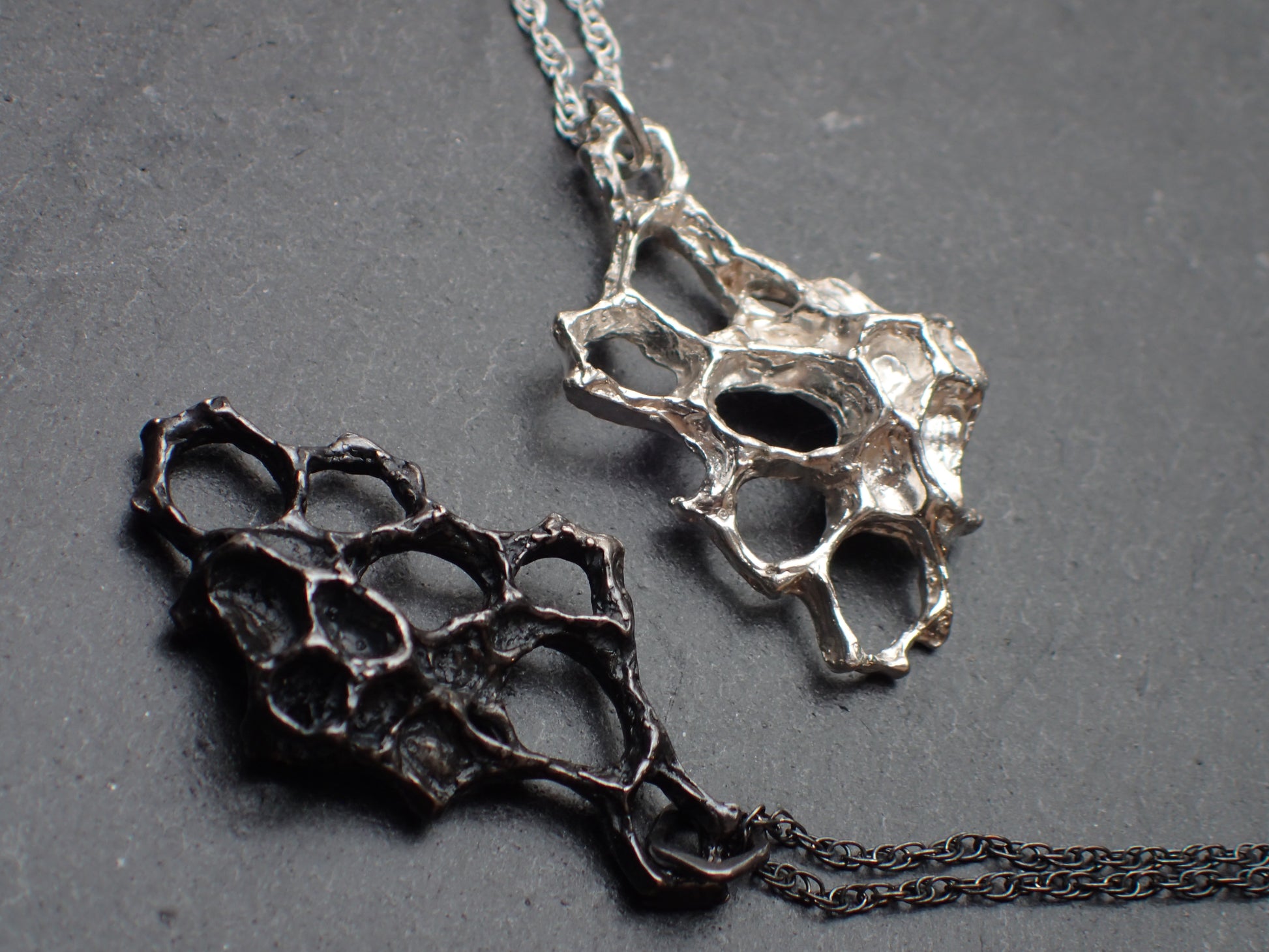 Wild Honeycomb 3D necklace in Oxidised Silver.-Jewellery-Beca Beeby