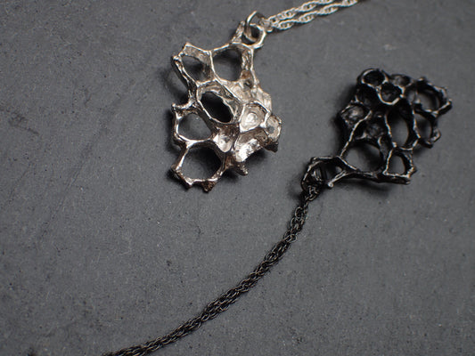Wild Honeycomb 3D necklace in Oxidised Silver.-Jewellery-Beca Beeby