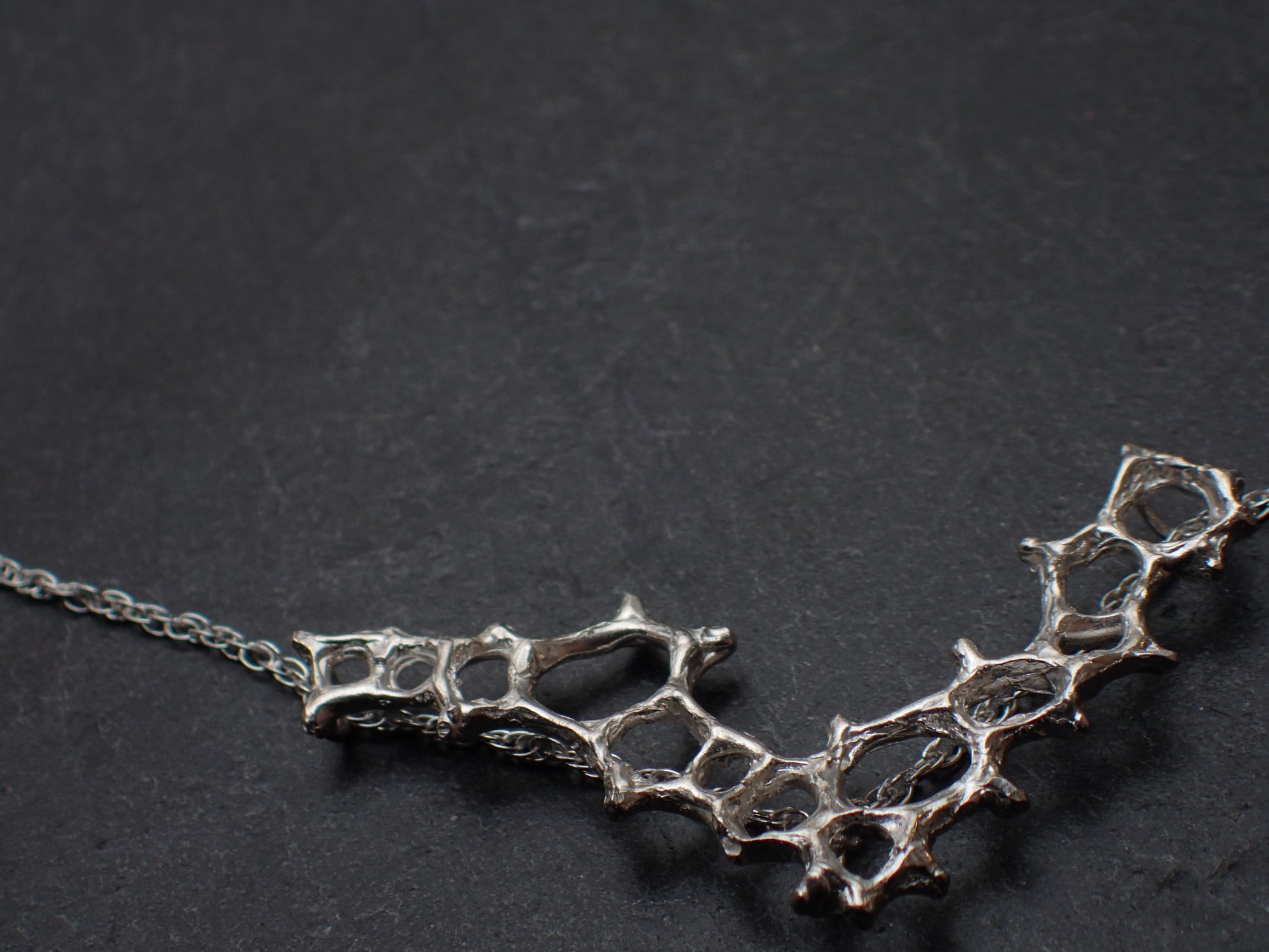 Wild honeycomb Silver necklace. Delicate 'V' cell necklace.-Jewellery-Beca Beeby