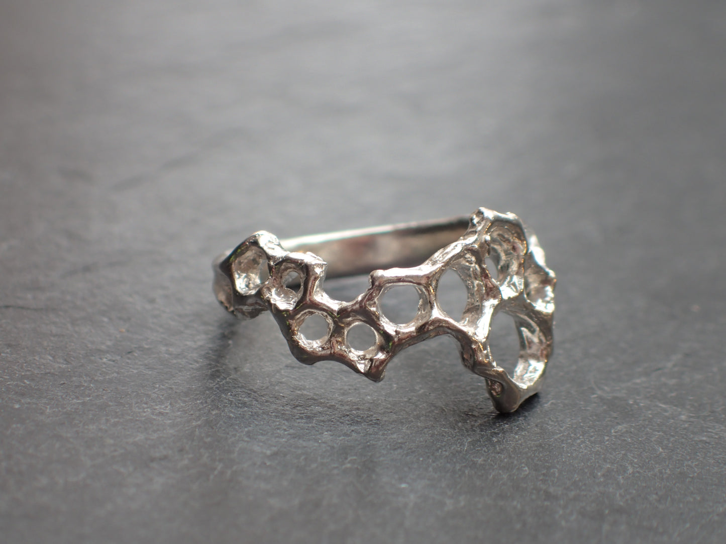 Delicate Honeycomb Ring handmade in solid Ecosilver-Jewellery-Beca Beeby