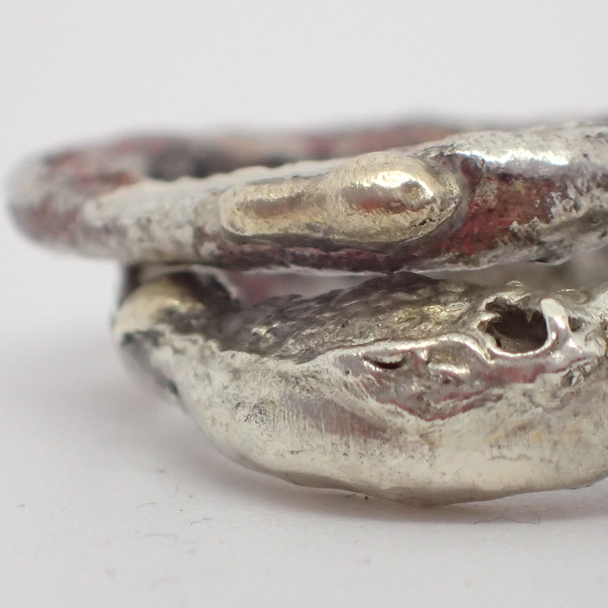 Erosion rings. Solid, recycled silver with copper, brass and gold inclusions.-Jewellery-Beca Beeby