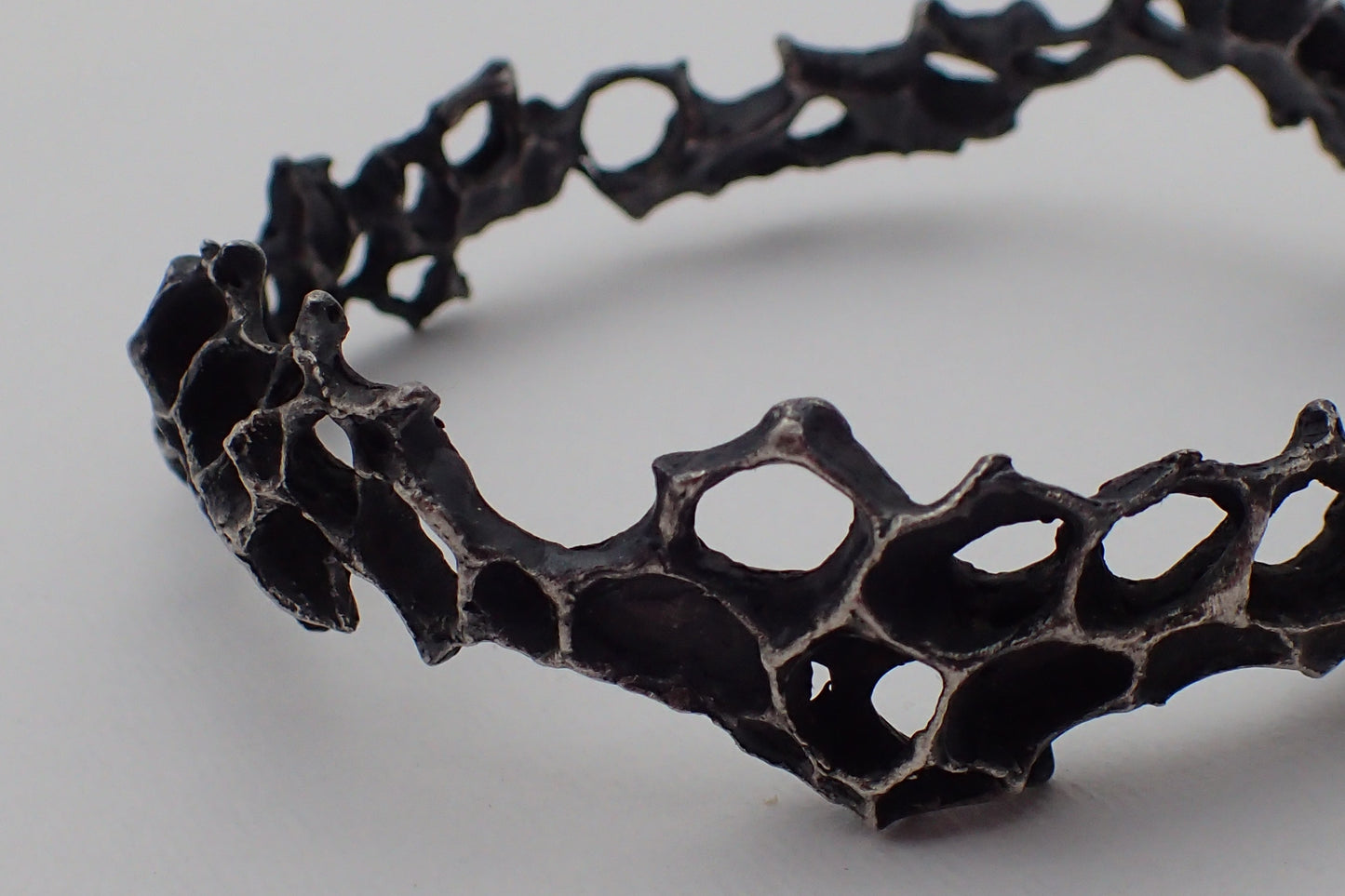 Wild Honeycomb Bangle: Limited Edition Piece in Solid Silver.-Jewellery-Beca Beeby