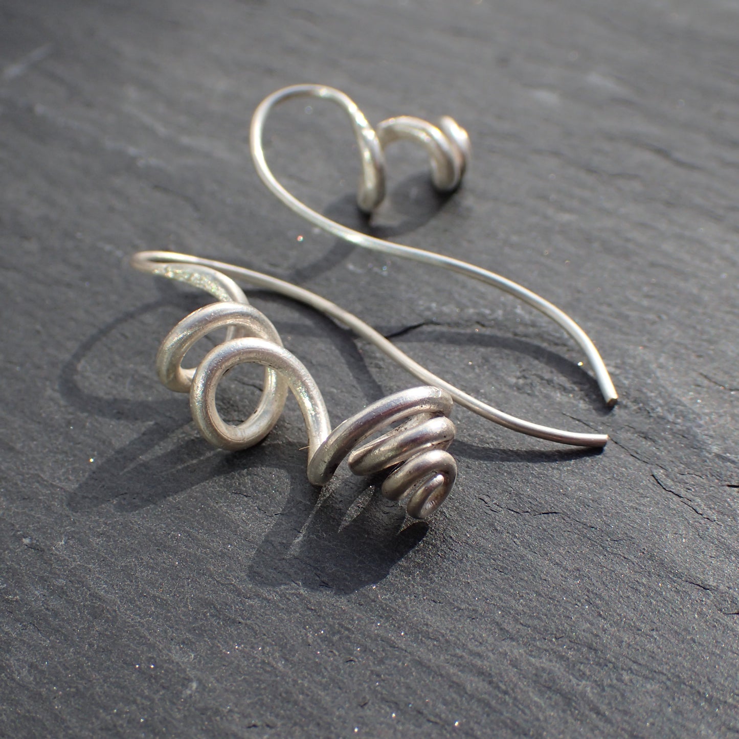 Silver tendril earrings, unique & handmade.-Jewellery-Beca Beeby