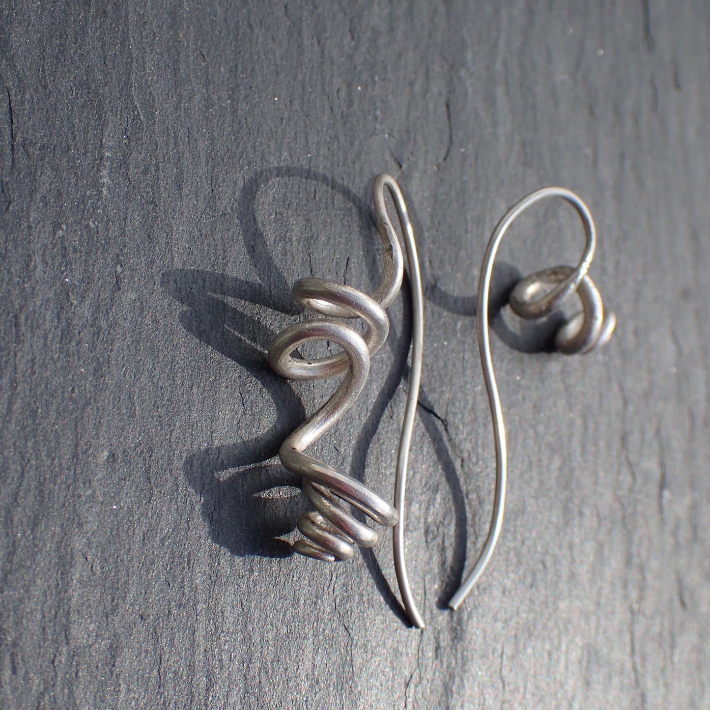 Silver tendril earrings, unique & handmade.-Jewellery-Beca Beeby