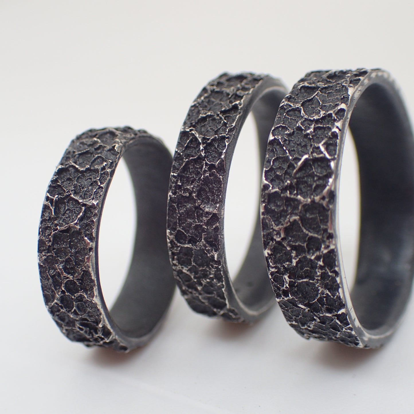 'Burnt Milk' Ring. Textured ring in oxidised eco silver.-Jewellery-Beca Beeby
